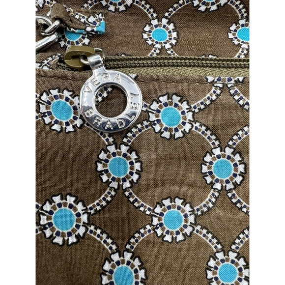 Vera Bradley Keyring Wallet teal Brown Black wristlet many compartments Classic - Picture 3 of 5